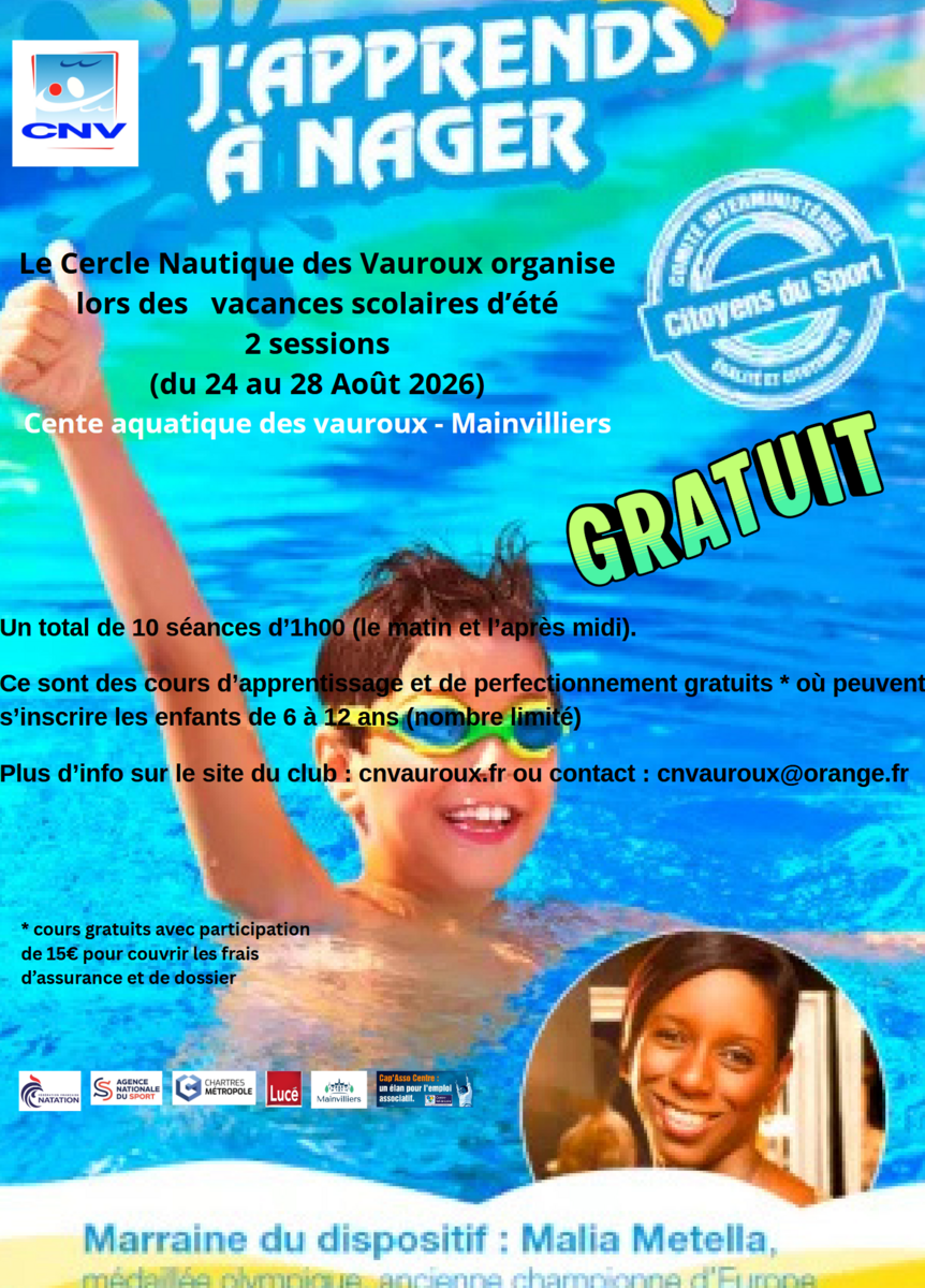 SESSION "J'apprends à nager" 2 sessions du 24 au 28 Août 2026